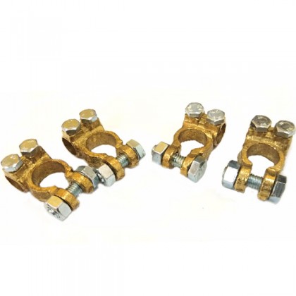 Copper Alloy Car Battery Terminal Pair Clamp Screw Connection Positive + Negative x 2 Set